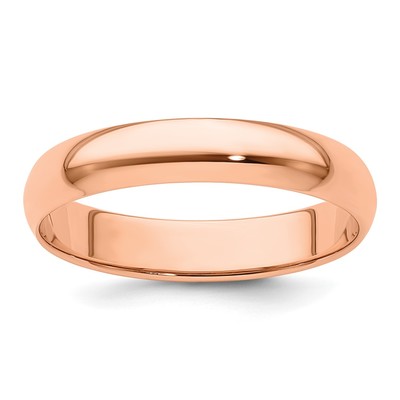 14k Rose Gold 4mm Lightweight Half Round Wedding Band Size 4