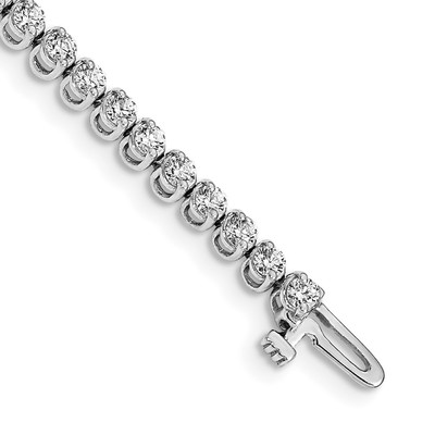 14k White Gold 2.3mm Round 2-prong AAA Diamond Bracelet