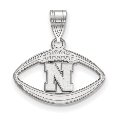 Sterling Silver Rhodium-plated LogoArt University of Nebraska Letter N Football Pendant