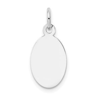 14k White Gold Plain .018 Gauge Oval Engravable Disc Charm