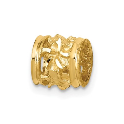 14k Diamond-cut Mini Plumeria Barrel Chain Slide