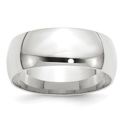 10k White Gold 8mm Lightweight Comfort Fit Wedding Band Size 6.5