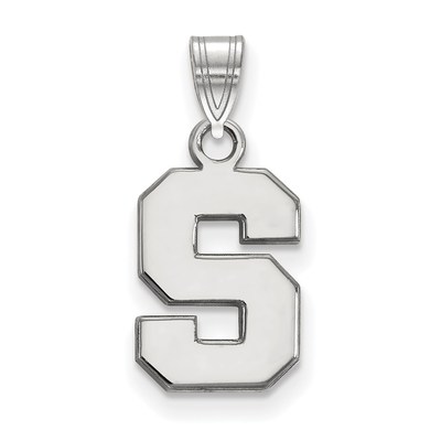 10k White Gold LogoArt Michigan State University Letter S Small Pendant