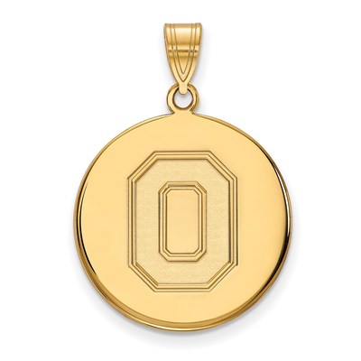 14k Gold LogoArt The Ohio State University Letter O Large Disc Pendant