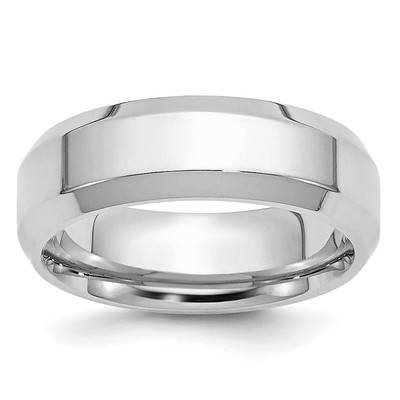 Platinum 6mm Polished Beveled Edge Wedding Band Size 7.5
