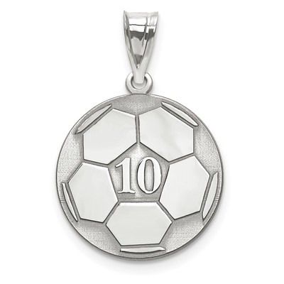 10k White Gold Personalized Soccer Pendant
