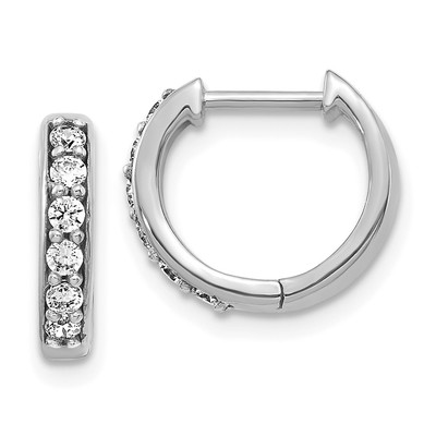 14k White Gold 1/4 carat Lab Grown Diamond VS/SI+ G+ Complete Hinged Hoop Earrings