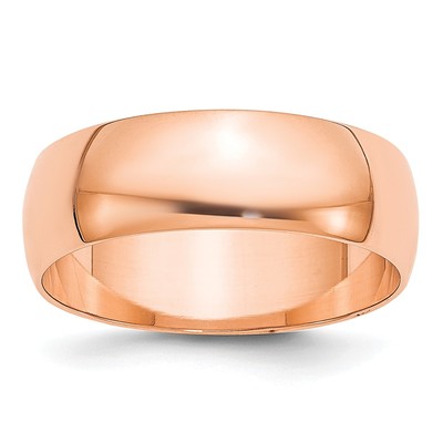 14k Rose Gold 6mm Lightweight Half Round Wedding Band Size 5.5