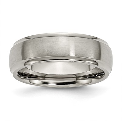 Chisel Titanium Brushed Center 7mm Ridged Edge Band