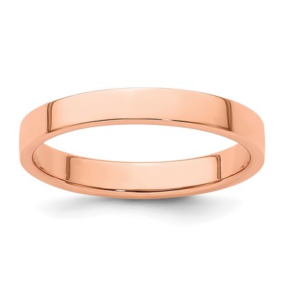 14k Rose Gold 3mm Lightweight Flat Wedding Band Size 12.5