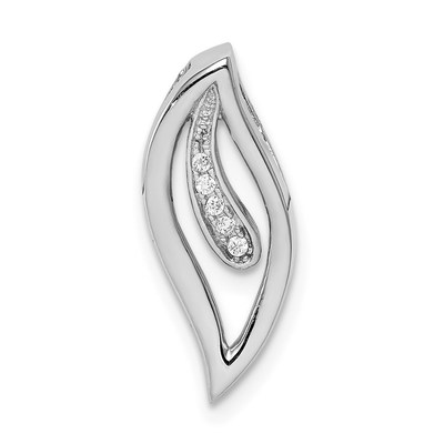 Sterling Silver Rhodium-plated CZ Journey Leaf Chain Slide