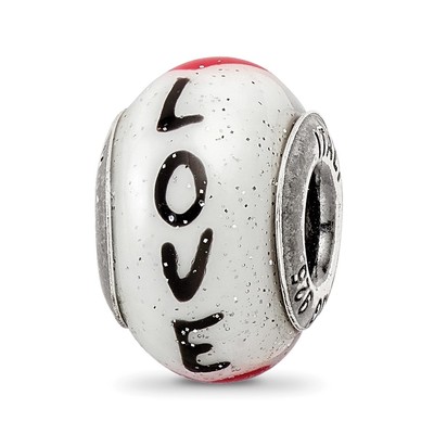 Sterling Silver Reflections Love w/Hearts Italian Glass Bead