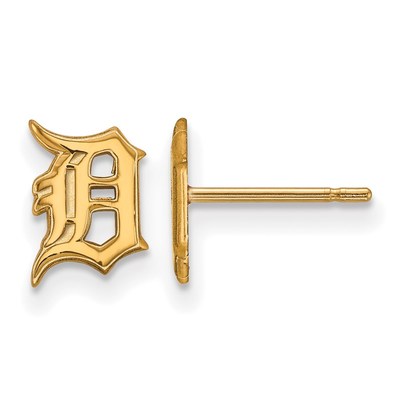 14k Gold MLB LogoArt Detroit Tigers Letter D Extra Small Post Earrings
