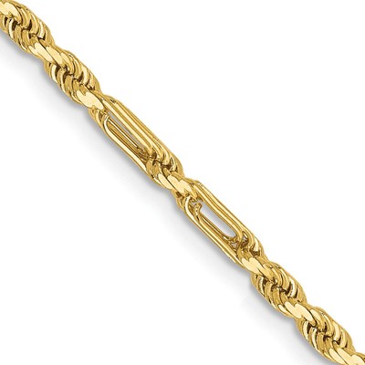 14K 24 inch  2.5mm Diamond-cut Milano Rope with Lobster Clasp Chain