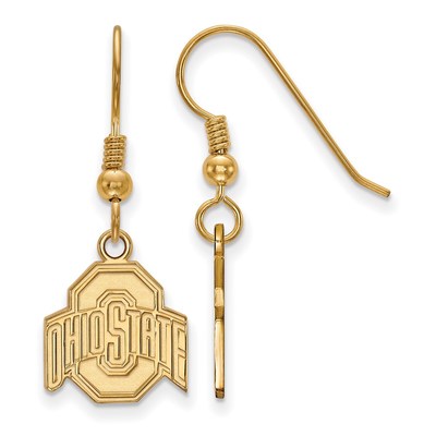 Sterling Silver Gold-plated LogoArt The Ohio State University Small Dangle Wire Earrings