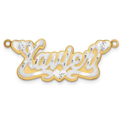 14k 3D Two-tone Satin Diamond-cut Name Plate