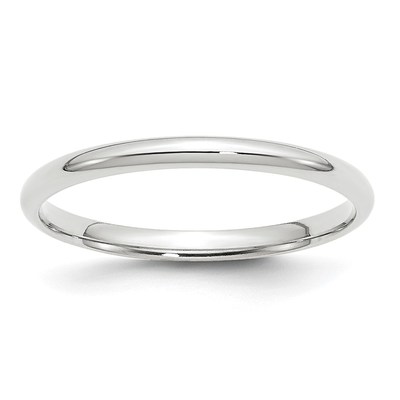 14k White Gold 2mm Lightweight Comfort Fit Wedding Band Size 11.5