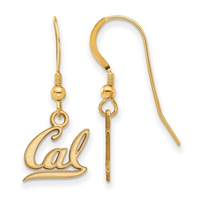 Sterling Silver Gold-plated LogoArt University of California Berkeley Extra Small Dangle Wire Earrings