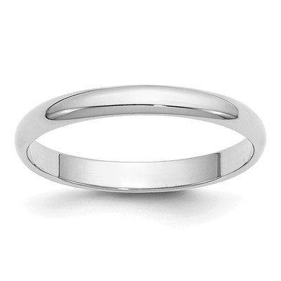 14k White Gold 2.5mm Half-Round Wedding Band Size 4.5