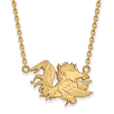 14k Gold LogoArt University of South Carolina Gamecock Large Pendant 18 inch Necklace