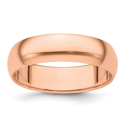 14k Rose Gold 6mm Half-Round Wedding Band Size 4