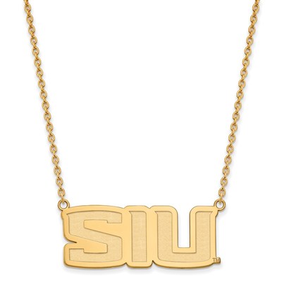 Sterling Silver Gold-plated LogoArt Southern Illinois University S-I-U Large Pendant 18 inch Necklace