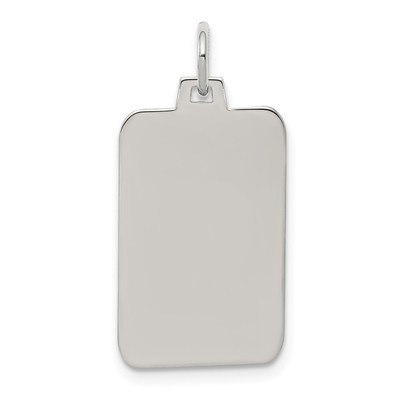 Sterling Silver Rhod.-plated Eng. Rect. Polish Front/Satin Back Disc Charm