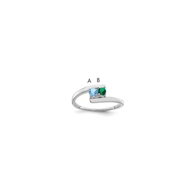 Sterling Silver Rhodium-plated Synthetic 2 Stone Mother's Ring