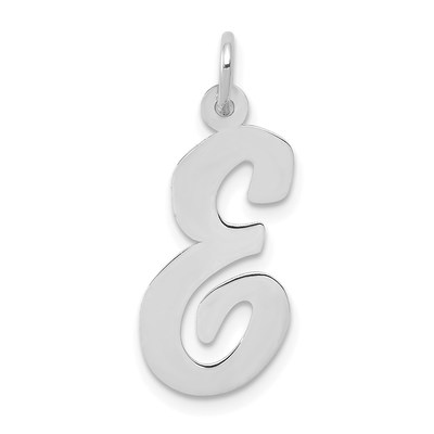 14k White Gold Large Script Letter E Initial Charm