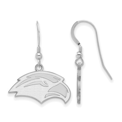 Sterling Silver Rhodium-plated LogoArt University of Southern Mississippi Eagle Small Dangle Wire Earrings
