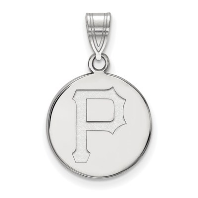 Sterling Silver Rhodium-plated MLB LogoArt Pittsburgh Pirates Letter P Medium Disc Pendant