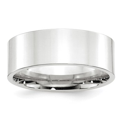 14k White Gold 8mm Standard Weight Flat Comfort Fit Wedding Band Size 5.5