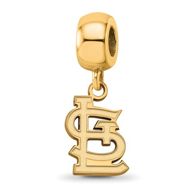 Sterling Silver Gold-plated MLB LogoArt St. Louis Cardinals St. L Small Dangle Bead