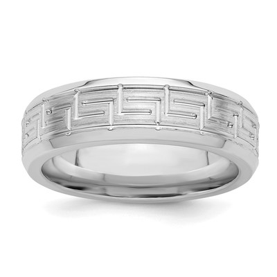 Sterling Silver Rhodium-plated 6mm Brushed Fancy Band Size 12.5