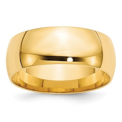 10k Yellow Gold 8mm Lightweight Comfort Fit Wedding Band Size 9.5