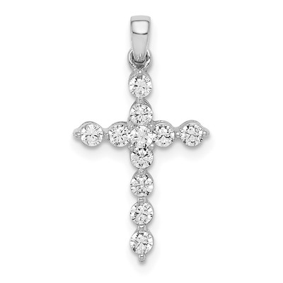 14k White Gold 3/8 carat Lab Grown Diamond VS/SI+ G+ Cross Pendant