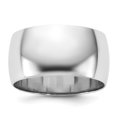 14k White Gold 10mm Half-Round Wedding Band Size 8