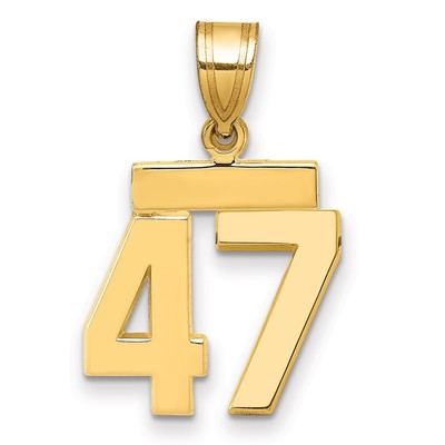 14k Small Polished Number 47 Charm