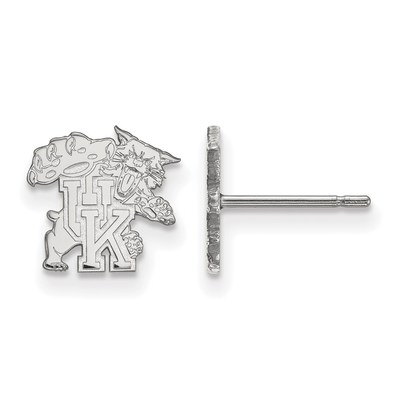 14k White Gold LogoArt University of Kentucky U-K Wildcat Extra Small Post Earrings