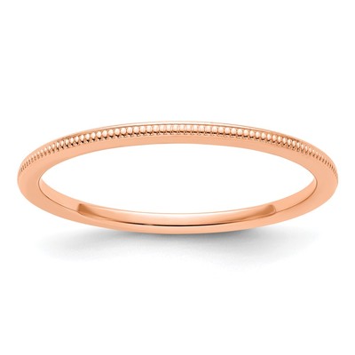 14K Rose Gold 1.2mm Milgrain Stackable Band Size 7