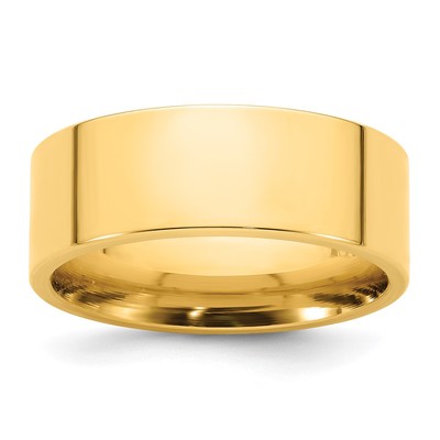 14k Yellow Gold 8mm Standard Weight Flat Comfort Fit Wedding Band Size 7.5