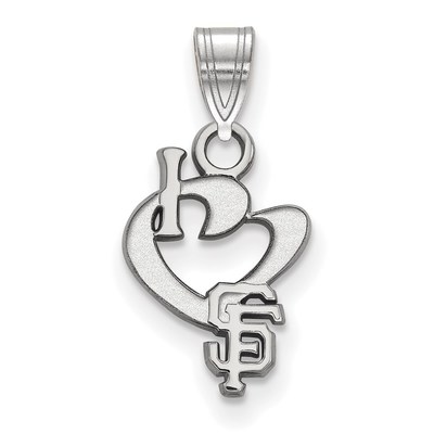 Sterling Silver Rhodium-plated MLB LogoArt San Francisco Giants I Heart S-F Small Pendant