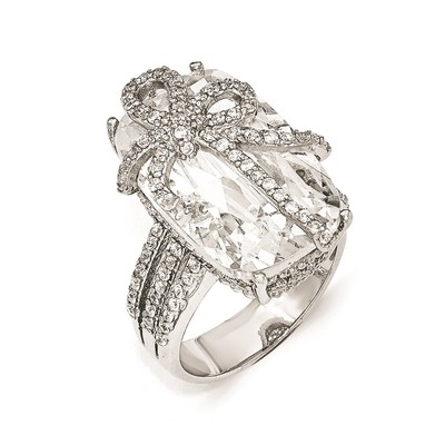 Cheryl M Sterling Silver CZ Bow Ring