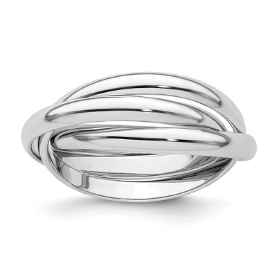 14k White Gold Polished Rolling Ring Size 7.5