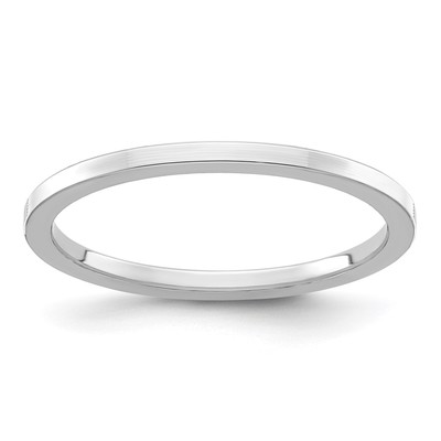 14K White Gold 1.2mm Flat Polished Stackable Band Size 8.5