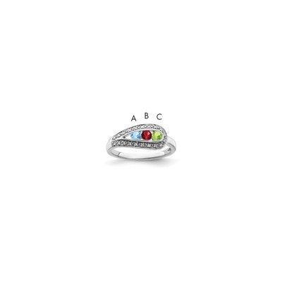 14K White Gold Family Jewelry Genuine Stone & Diamond Set Ring