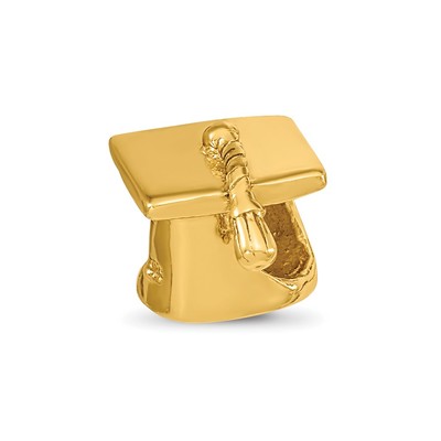 Sterling Silver Gold-plated Reflections Graduation Cap Bead