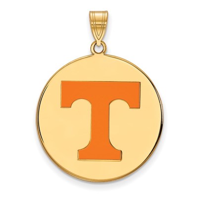 Sterling Silver Gold-plated LogoArt University of Tennessee Letter T Extra Large Enameled Disc Pendant
