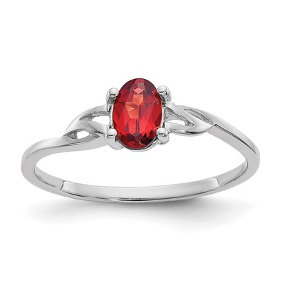10k White Gold Polished Genuine Garnet Birthstone Ring