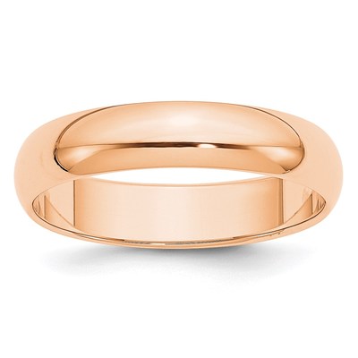 10k Rose Gold 5mm Half Round Wedding Band Size 5